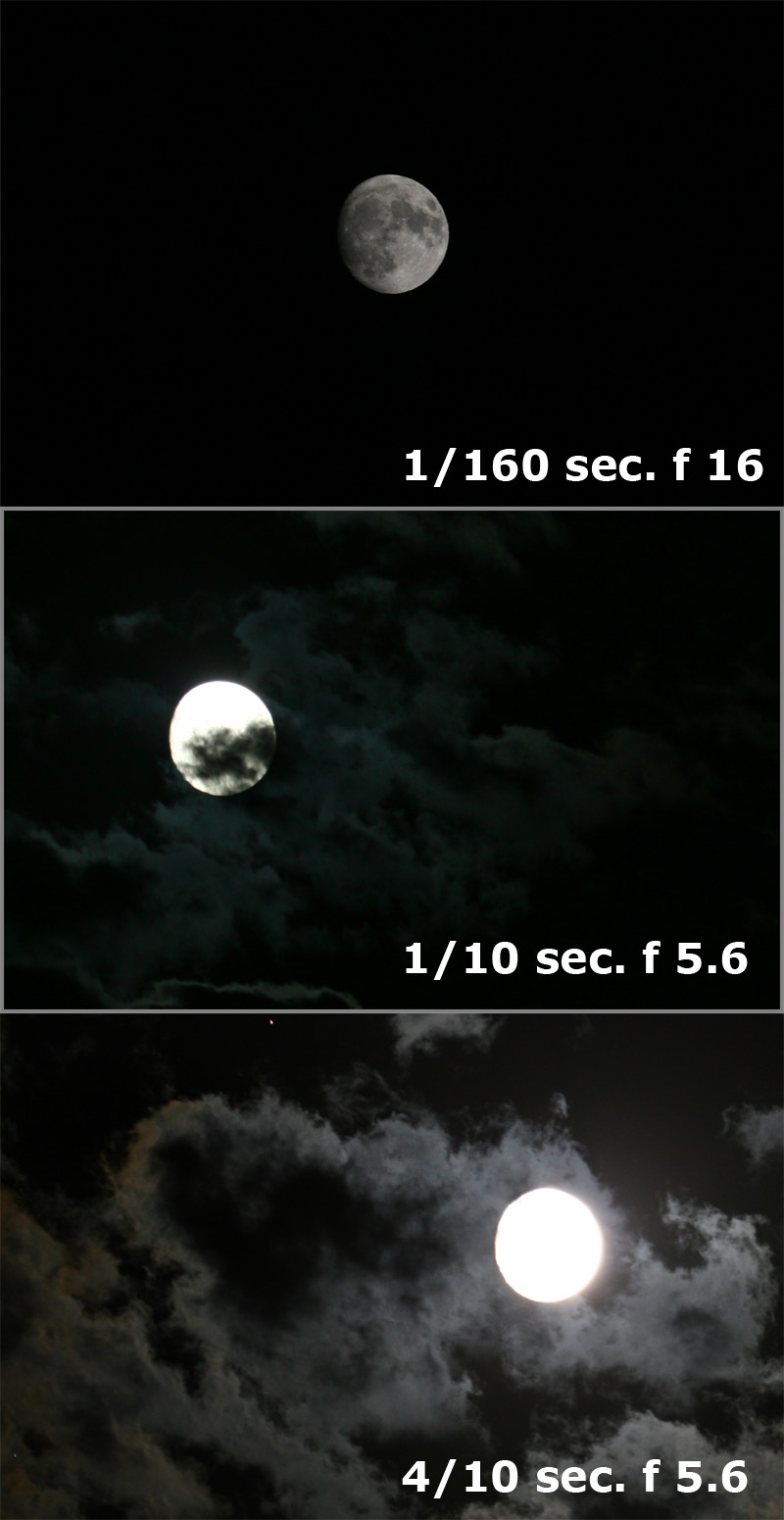 photo critique group examples of full moon shot at different shutter speeds
