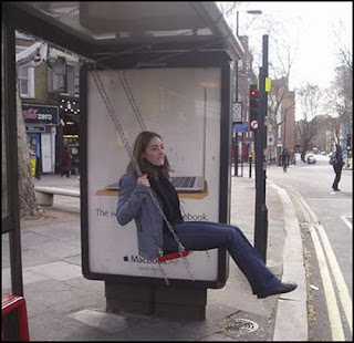 funny photo of swing at bus stop good for delays