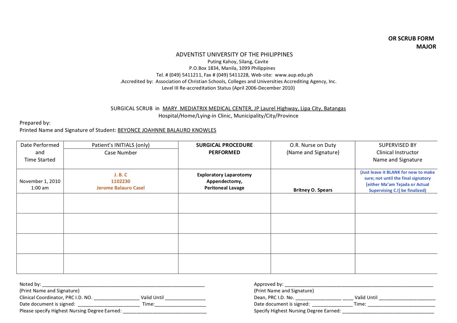 iCONS 2011 Official Blogspace SCRUB FORM Samples