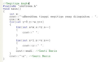 Mega Harto: Contoh Program c++ (Segitiga Angka)