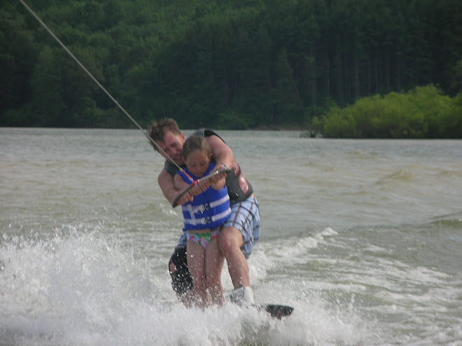 Billy wake boarding with Bailey