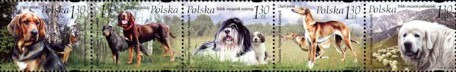 2006年ポーランド共和国 ポリッシュ・ブラッドハウンド　ポリッシュ・ハウンド　ポリッシュ・ローランド・シープドッグ　ポリッシュ・グレイハウンド　タトラ・マウンテン・シープドッグの切手
