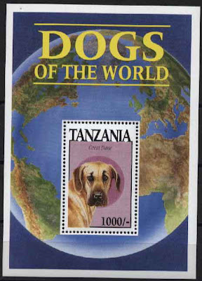 1994年タンザニア連合共和国　グレート・デーンの切手シート