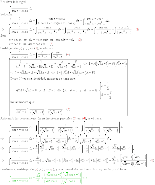 Cálculo21 Integral de 1/(senx + cosx)