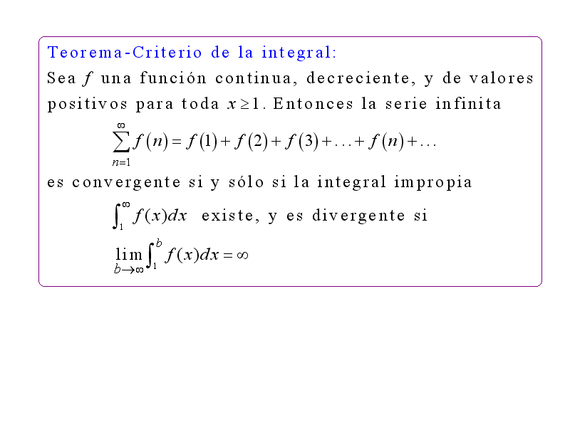 Cálculo21 Criterio de la integral para demostrar la convergencia de una serie