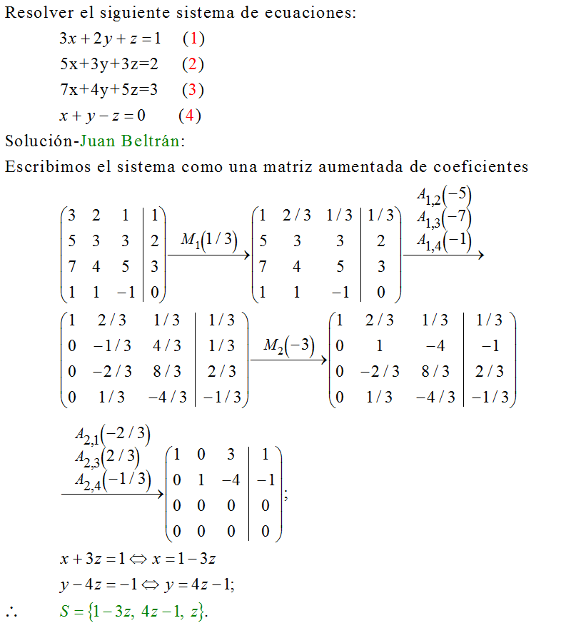 Atrevimiento Risa Dedicación Sistema de ecuaciones simultáneas 4x3 (Gauss) | Ejercicios de Matemáticas