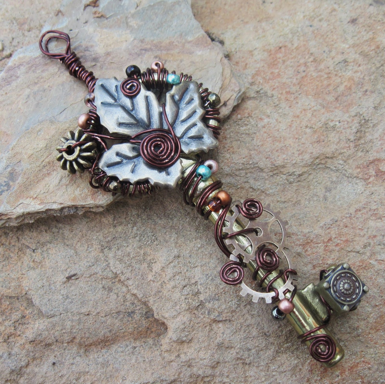 Shamble Ramble Handmade Wire Wrapped Steampunk Key Pendent