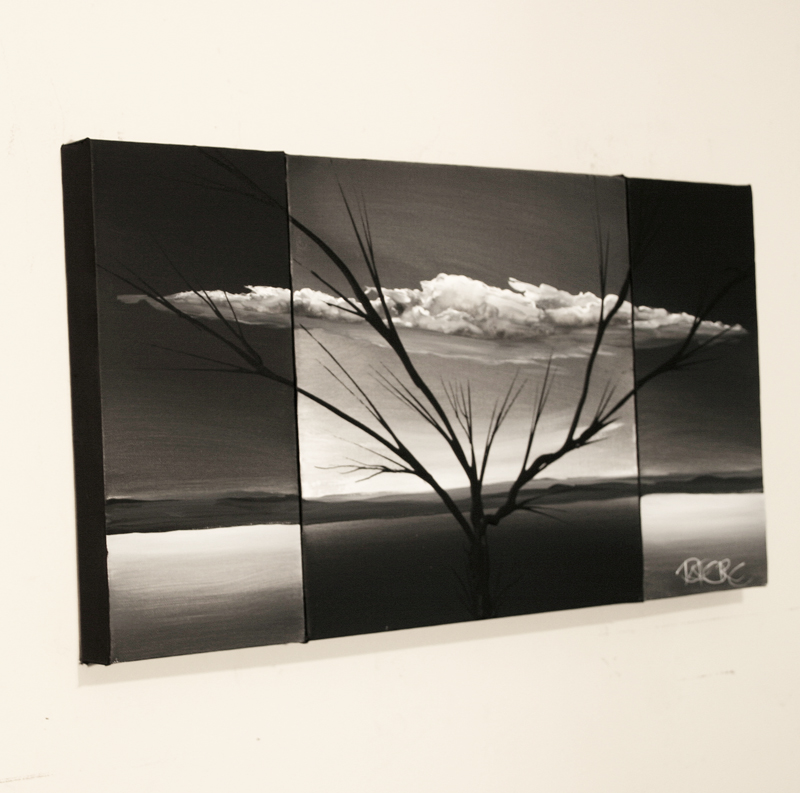 Tree art on three canvas painting set Black white art painting