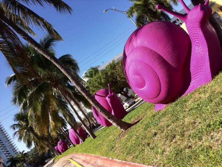 SeekingDecor Art Basel Pink Snails Invade Miami Beach