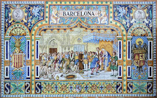 Plaza de España, Sevilla - Azulejo de Barcelona (Motivo central)