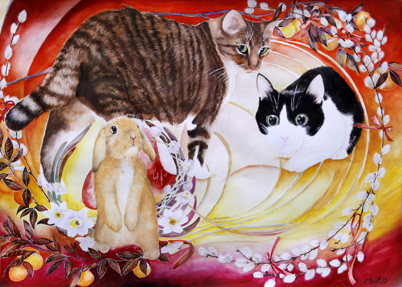 Lego spring lantern festival 80107 building kit; collectible lunar new Adan's Everyday: 兔年貓畫;Cat Art Sunday - Finished!!