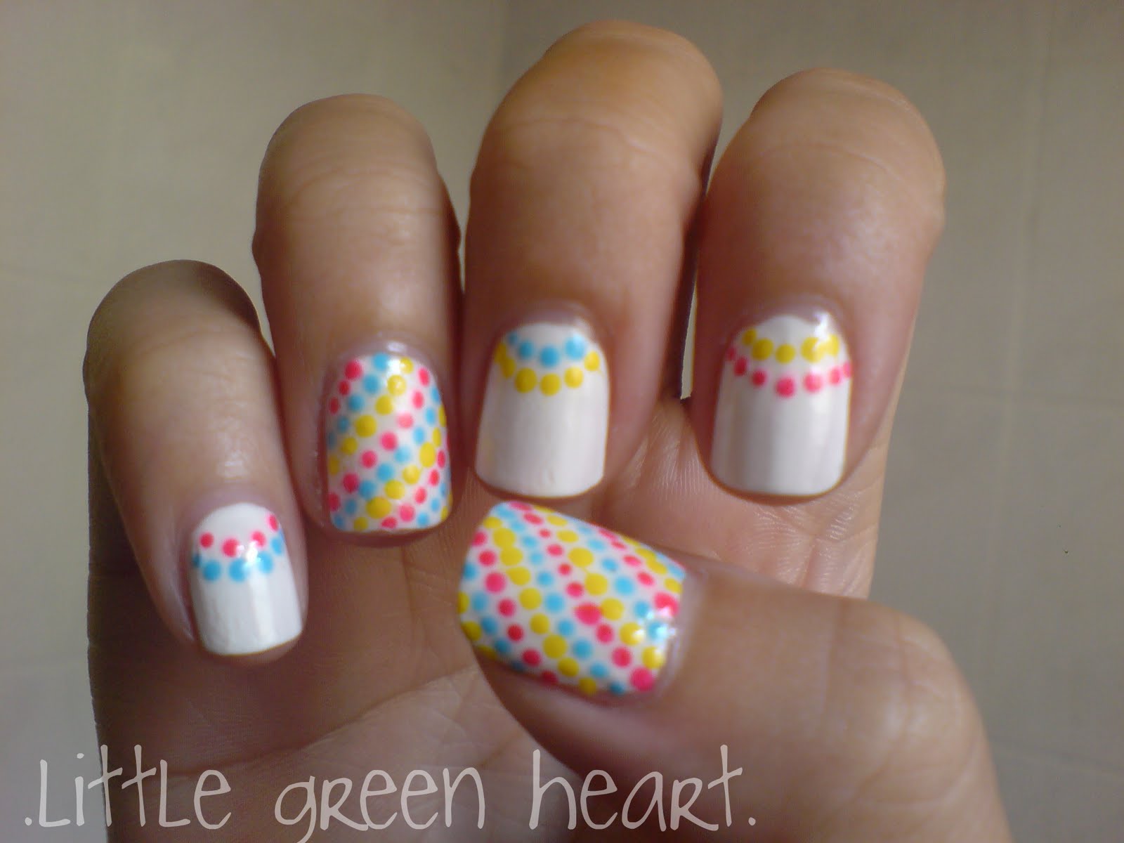 little green heart.: NOTD : Cute dots. :D