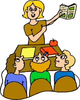 Teacher clipart of kids listening to the lesson