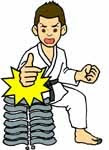 Martial Arts one hand karate chop through bricks clip art