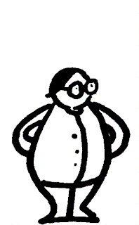 Black and white clip art fat man