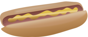 Clipart image of simple mustard hot dog