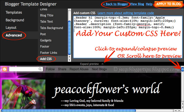 Jacq's Blogger Tips: Add CSS in the Template Designer to restyle your ...