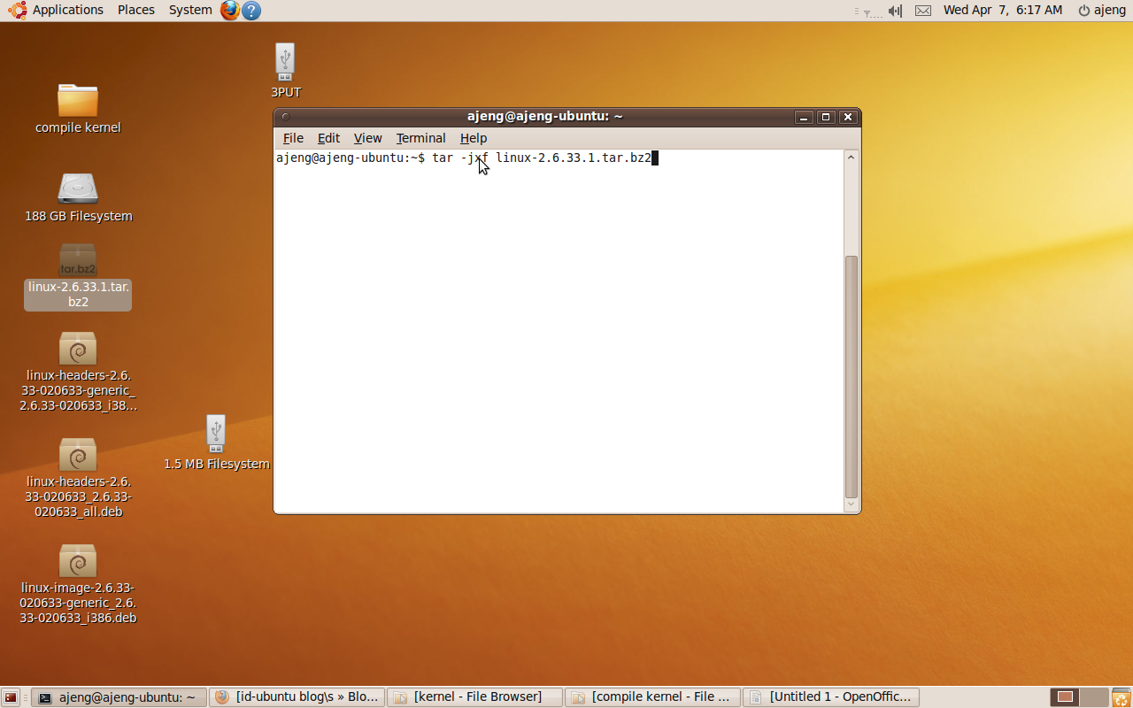 Compile kernel. Ubuntu 9.04.
