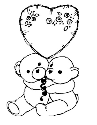 Ositos con corazones para colorear - Para san valentin