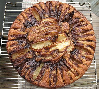 An overhead photo of a Greek apple pastry.