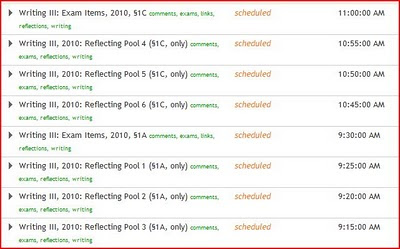 The Writing Studio Blog: Exam Schedule: Spring 2010