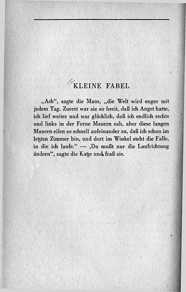 Franz Kafka Die Kleine Fabel Deutsch mit Frau Virginia D'Alò: Franz Kafka - Die kleine Fabel - by