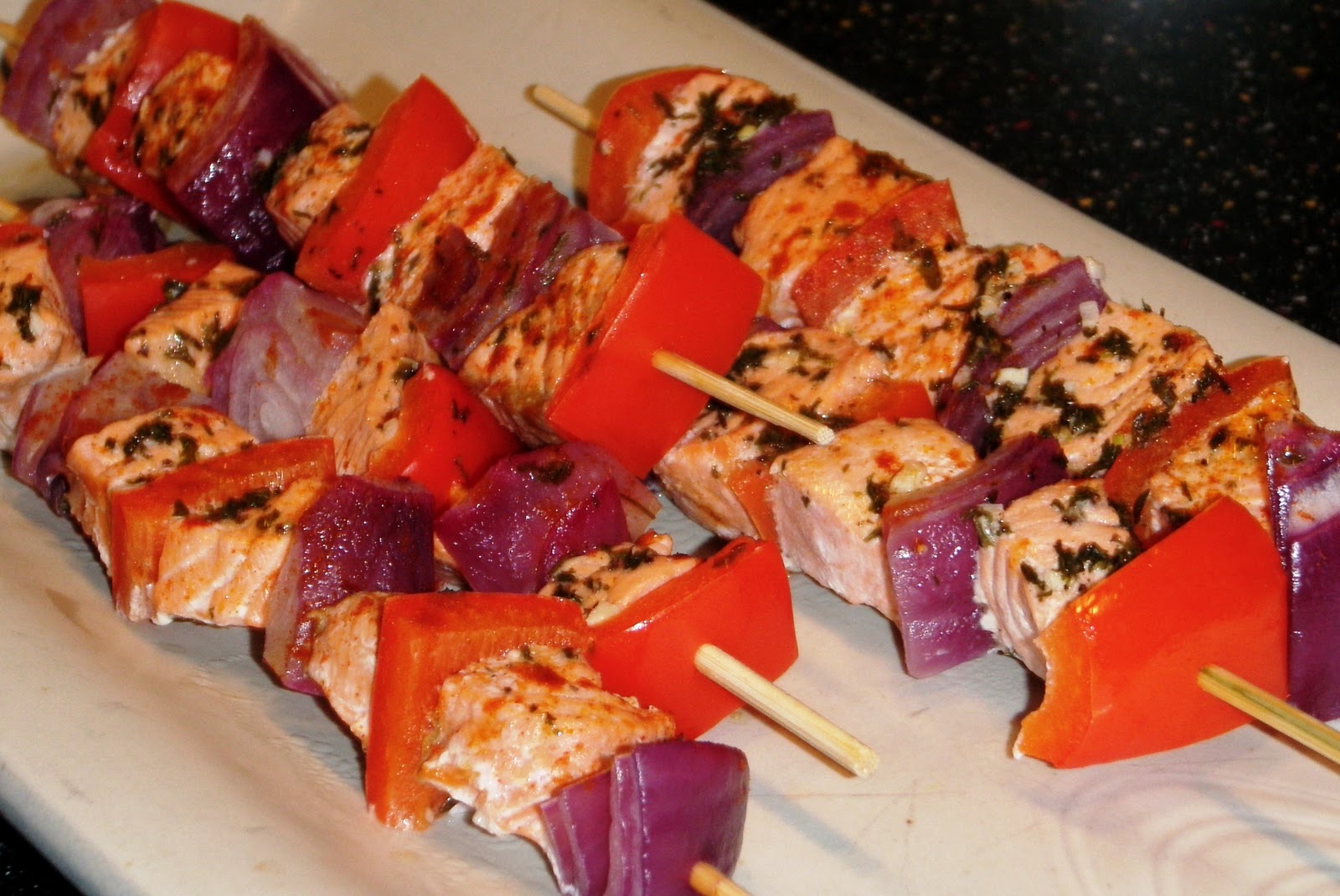 Sandra's Alaska Recipes SANDRA'S KING SALMON VEGGIE KABOBS