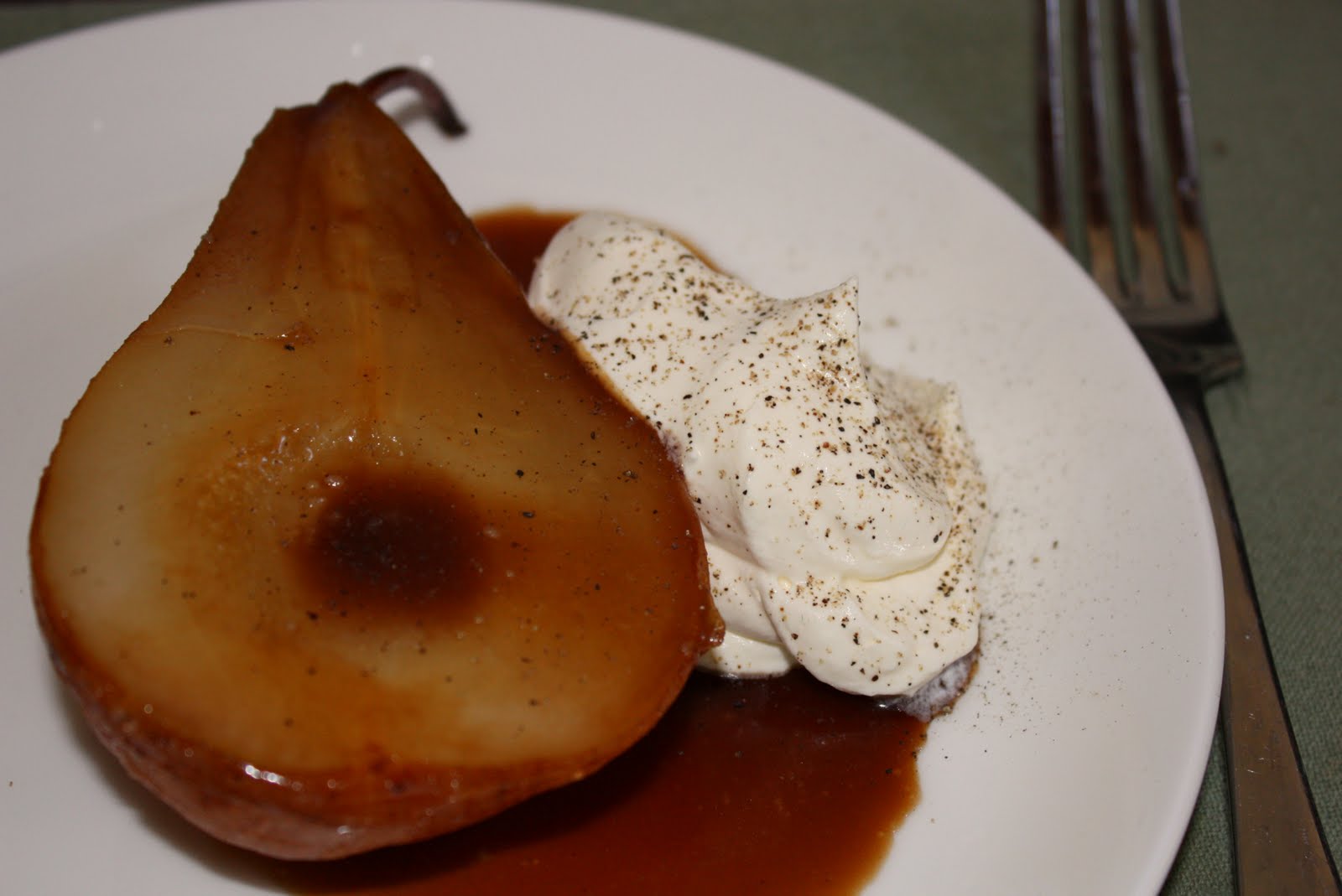 Nutrition as Nature Intended Balsamic Pears with Honey Black Pepper Cream