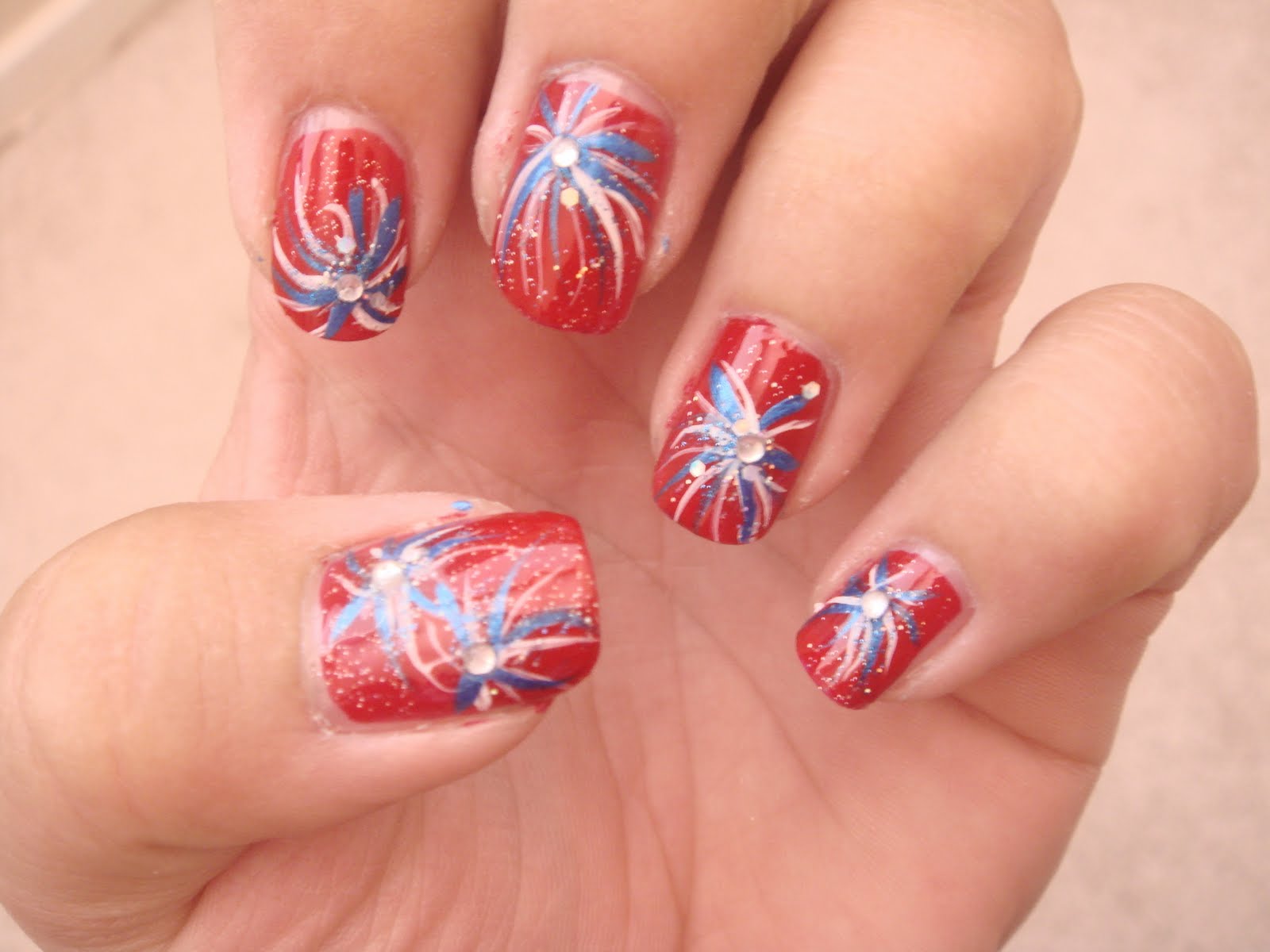 3. "Patriotic French Tip Nails with Fireworks Design" - wide 10