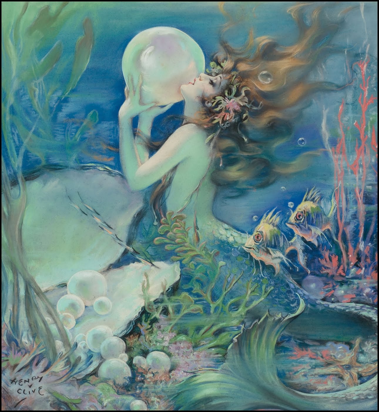 The Mermaid , by Henry O39;Hara Clive. Cover art for American Weekly 