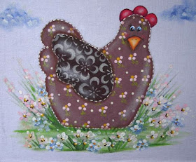 pintura em tecido pano de prato galinha