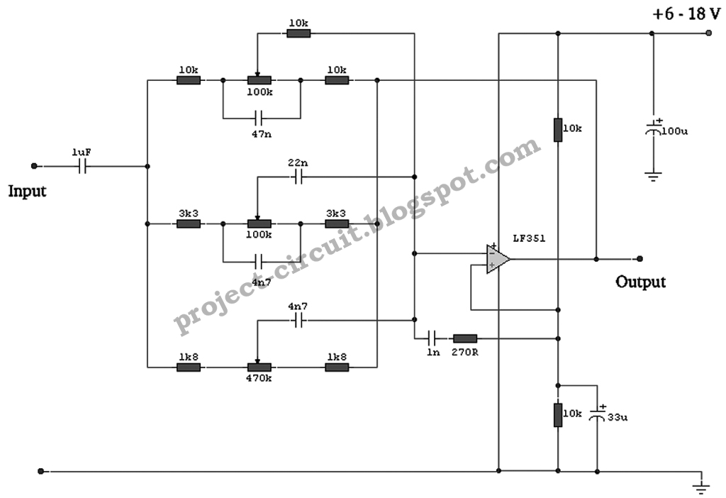 Electronics Technology: 3 Band Equalizer Circuit