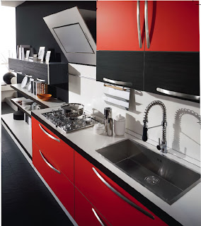 Red Kitchen Designs When set into pristine white walls, the Heliante Red kitchen cabinets