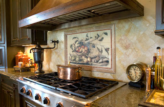 Kitchen Backsplash Murals Cynara Tile Mural installed in a kitchen backsplash