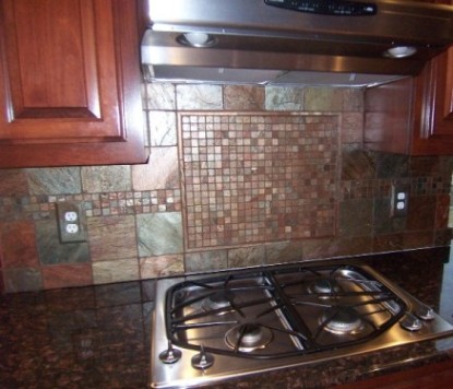 copper tile backsplash Tumbled copper slate backsplash done! - Ceramic Tile Advice 