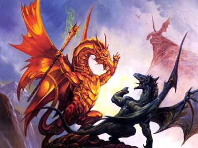 The Golden Dragon challenges the Black Dragon