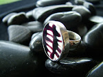 Black and bone sterling silver ring