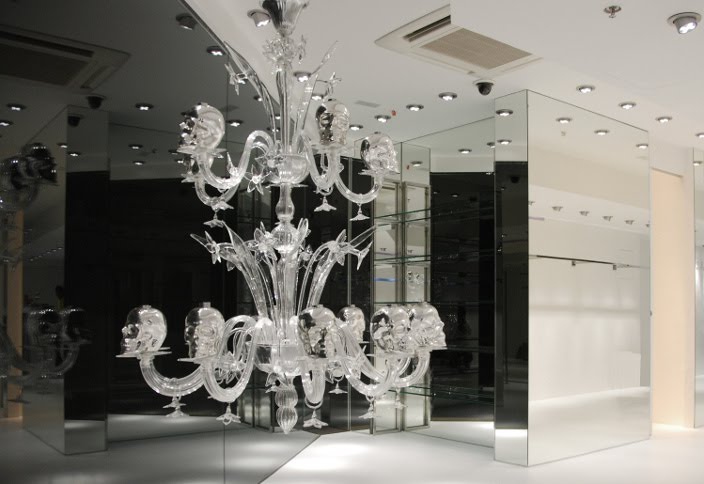murano glass skull chandelier