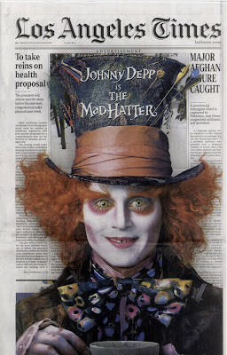 Johhny Depp as The Mad Hatter printed on LA Times wrap