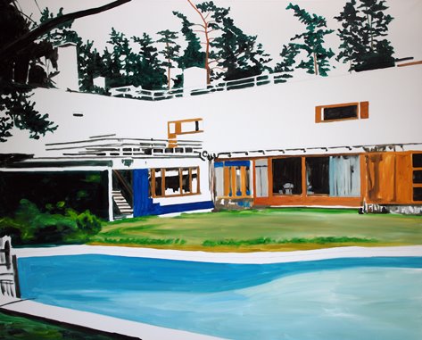 Eamon O'Kane, pool west view morning (after Aalto), oil on canvas, 120 x 150cm (47.2 x 59.1 inches), 2008