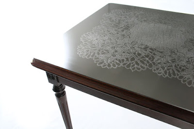 etched steel tables