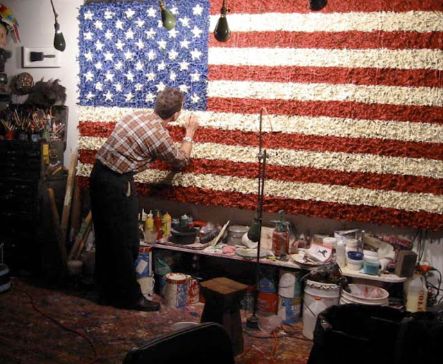 above: Artist Dave Cole with his American Flag, photo courtesy of the artist