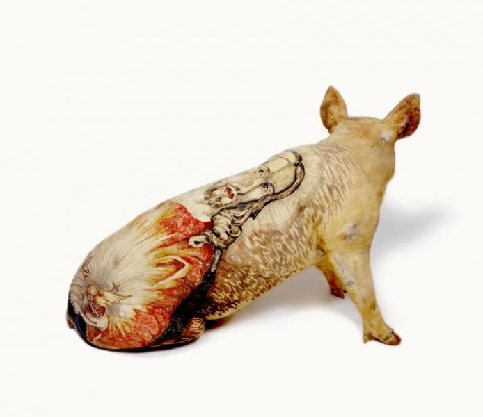 jesus tattoo on stuffed pig