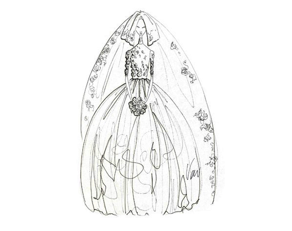 Vera Wang dress sketch for kate middleton