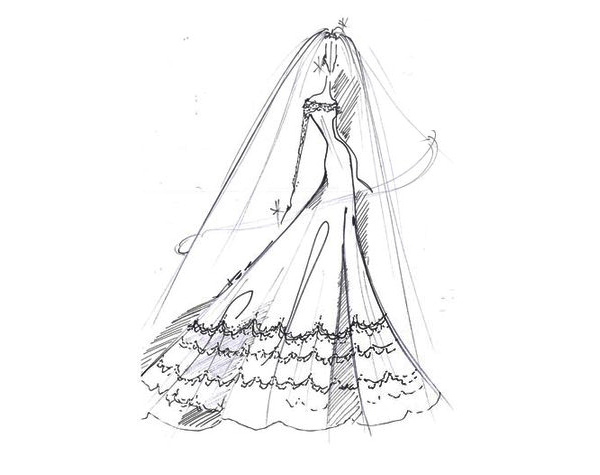 Reem Acra dress sketch for kate middleton