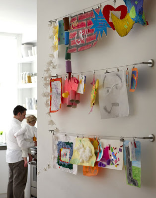 using clothes line to display children's art work hanging children's art on a line