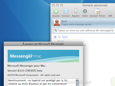 Microsoft Messenger 8.0 Mac OSX - Telecharger MSN Microsoft Messenger 8 Bêta Mac OSX (gratuit)