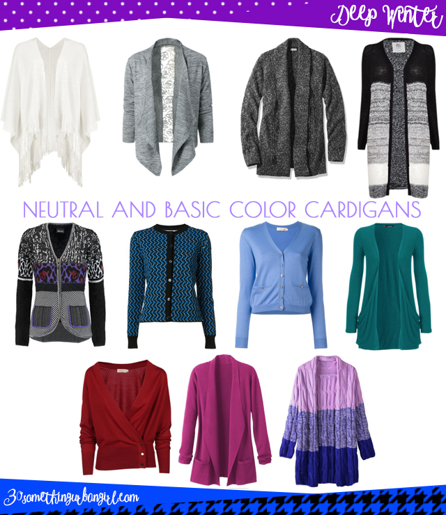 Wardrobe Essential: Neutral and basic color cardigans for Deep Winter women by 30somethingurbangirl.com