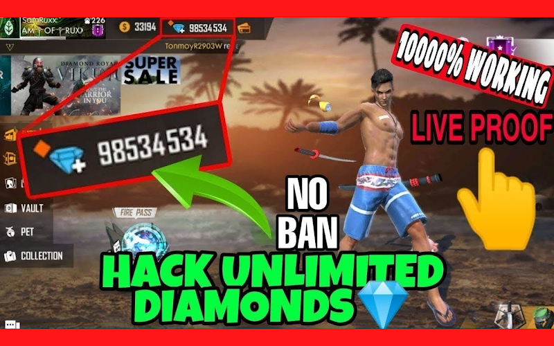 Free Fire Unlimted Diamonds + Aim Bot 100% Working Mod Apk