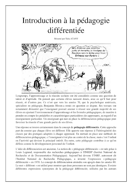 Introduction à la pédagogie différentiée Introduction à la pédagogie différentiée